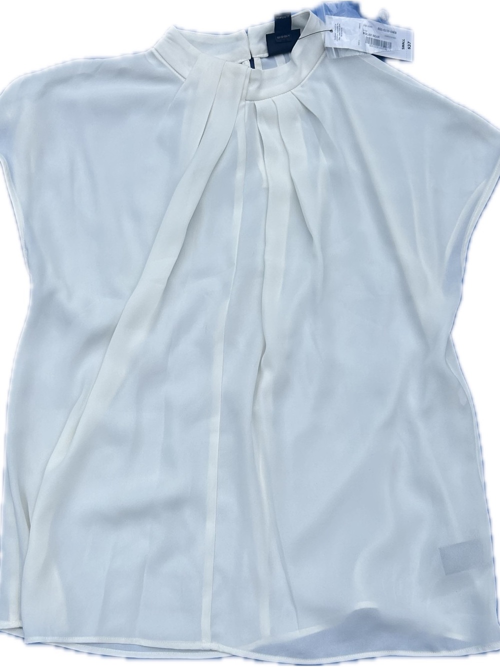 Worthington Ivory Pleated Mock-Neck Blouse